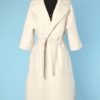 Manteau 1970 en lainage blanc griffé Claude Laurence