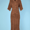 Robe 1930 en ruban de coton marron entièrement crochetée main