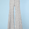 Pantalon 1970 en lainage blanc à carreaux gris verts roses