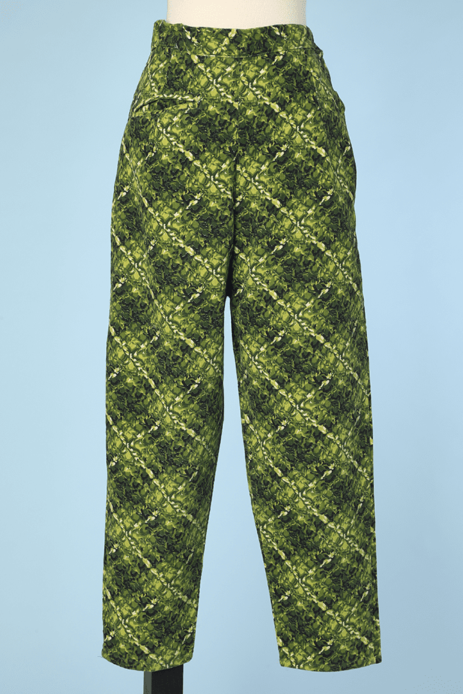 Pantalon 1960 en velours côtelé imprimé vert