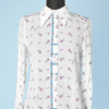Chemisier 1970 en coton blanc imprimé de fleurettes