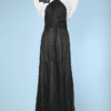 Robe longue 1930 en voile de coton noir et organdi blanc