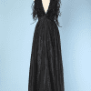 Robe longue vintage en faille de soie noire Valentino