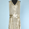 Robe 1925 en voile de coton blanc pailleté or