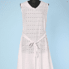 Robe 1930 en coton rose en broderie anglaise