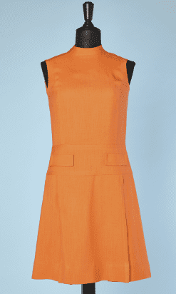 Robe 1960 d'été en lin orange