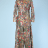 Tailleur pantalon 1970 en lainage imprimé et paillettes