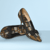 Paire de chaussures 1950-60 en soie imprimé Herbert Levine
