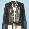Chemisier 1930 en mousseline de soie et dentelle noire