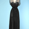 Chemise de nuit 1950 en nylon noir et dentelle