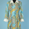 Robe chemisier 1970 en voile de coton imprimé