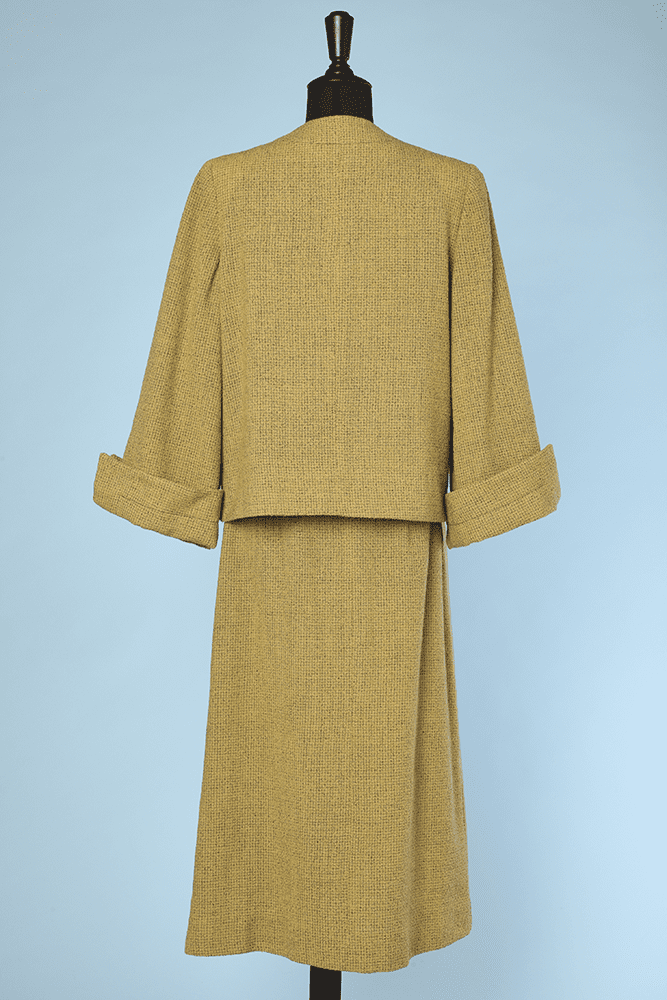 Tailleur 1950/1960 en tweed jaune et gris – Image 5
