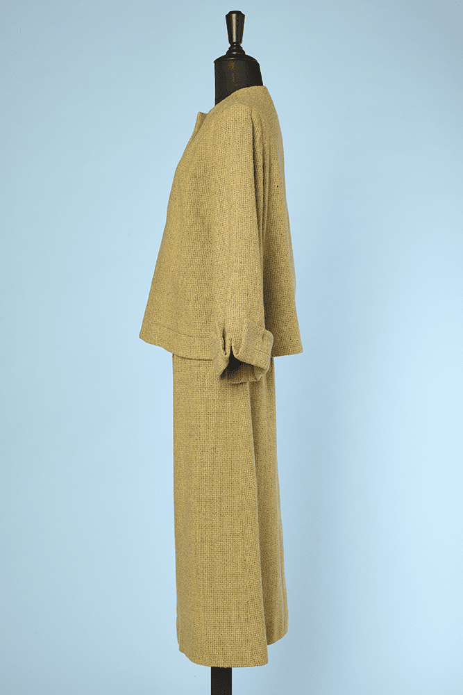 Tailleur 1950/1960 en tweed jaune et gris – Image 4