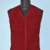 Gilet d'homme XIX en velours chenillé rouge et noir