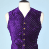 Gilet d'homme XIX en velours de soie violet et pois turquoise