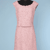 Tailleur robe 1960 , travail de rubans cousus rose