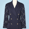 Veste vintage en lainage marine et or Paco Rabanne