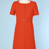 Robe en jersey de laine orange 1960/1970 griffée Courrèges