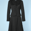 Tailleur vintage  Chloé en lainage noir et col en bouclette