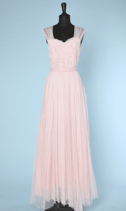 Robe longue du soir 1940 en tulle rose