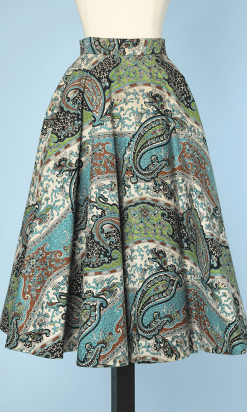 Jupe 1950 en coton imprimée de motifs cachemire