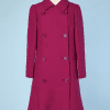 Manteau 1960-70 en lainage rose fuchsia