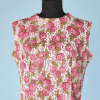 Chemisier 1960 en jersey blanc imprimé de fleurs