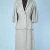 Tailleur 1940 en lainage bleu ciel chiné