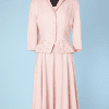Tailleur robe 1950 en lainage rose perlé