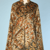 Cape 1970 en velours imprimé orange marron beige vert