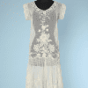 Robe 1920-25 en tulle écru brodé et filet brodé