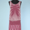 Robe 1925 en voile de coton rose broderie géométrique
