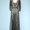 Robe longue 1930 en dentelle noire et argent
