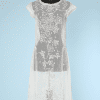Robe 1920-25 en tulle blanc brodé et dentelles