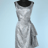 Robe de cocktail 1960 en satin bleu broché or