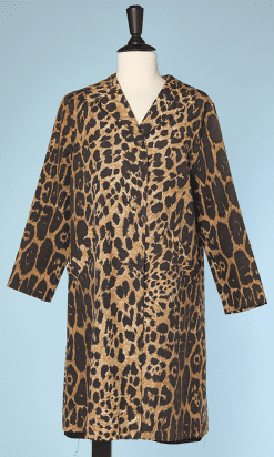 Manteau 1950 en toile de coton imprimé léopard