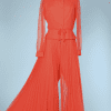 Tailleur pantalon 1970 en nylon orange plissé