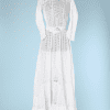Robe longue 1900 en linon blanc et dentelle