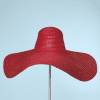 Immense capeline vintage en paille rouge