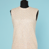 Pull 1960 écrue brodé de perles et paillettes