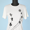 Pull 1960 en lainage blanc imprimé roses noires