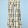 Pantalon 1970 en lainage écru à carreaux jaunes et noirs