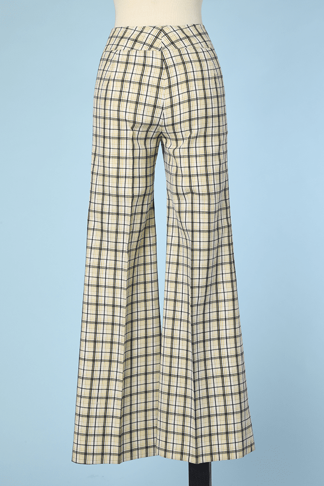 Short De Sport Femme - Imprimé Rétro Carreaux Jaunes, Sans Couture, Extensible 4 Sens