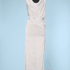 Robe longue vintage à pois gris et mauve Emanuel Ungaro