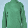 Pull 1970 en lainage vert col roulé