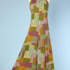 Combinaison pantalon 1970 en polyamide imprimé de pois et carreaux