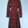 Tailleur 1950 en lainage écossais rouge et vert