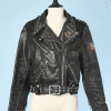 Perfecto en cuir noir clouté et franges Harley Davidson