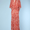 Robe 1930 en mousseline ivoire et rouge avec cape assortie