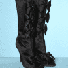 Bottes en satin noir à nœuds Chanel